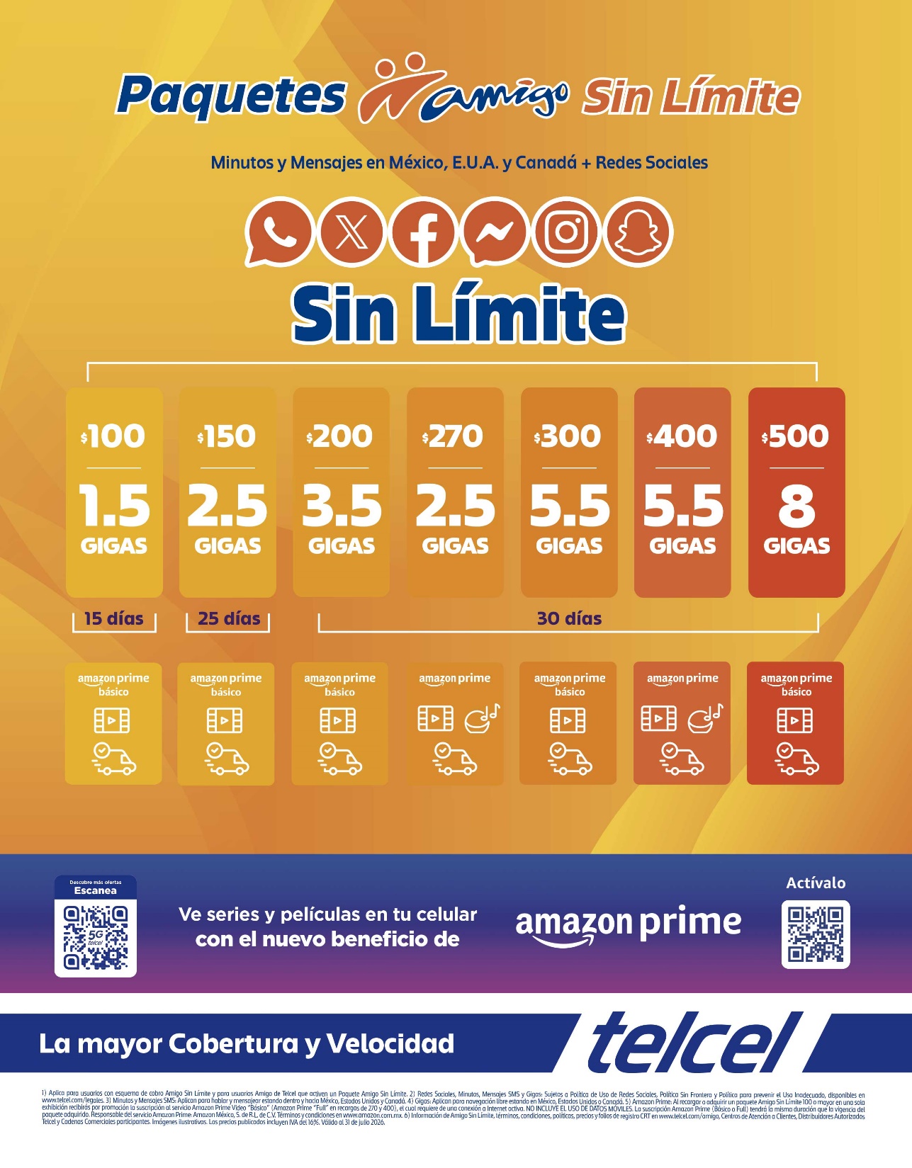 Paquetes Amigo Sin Límite junio 2026 - Recall (móvil)